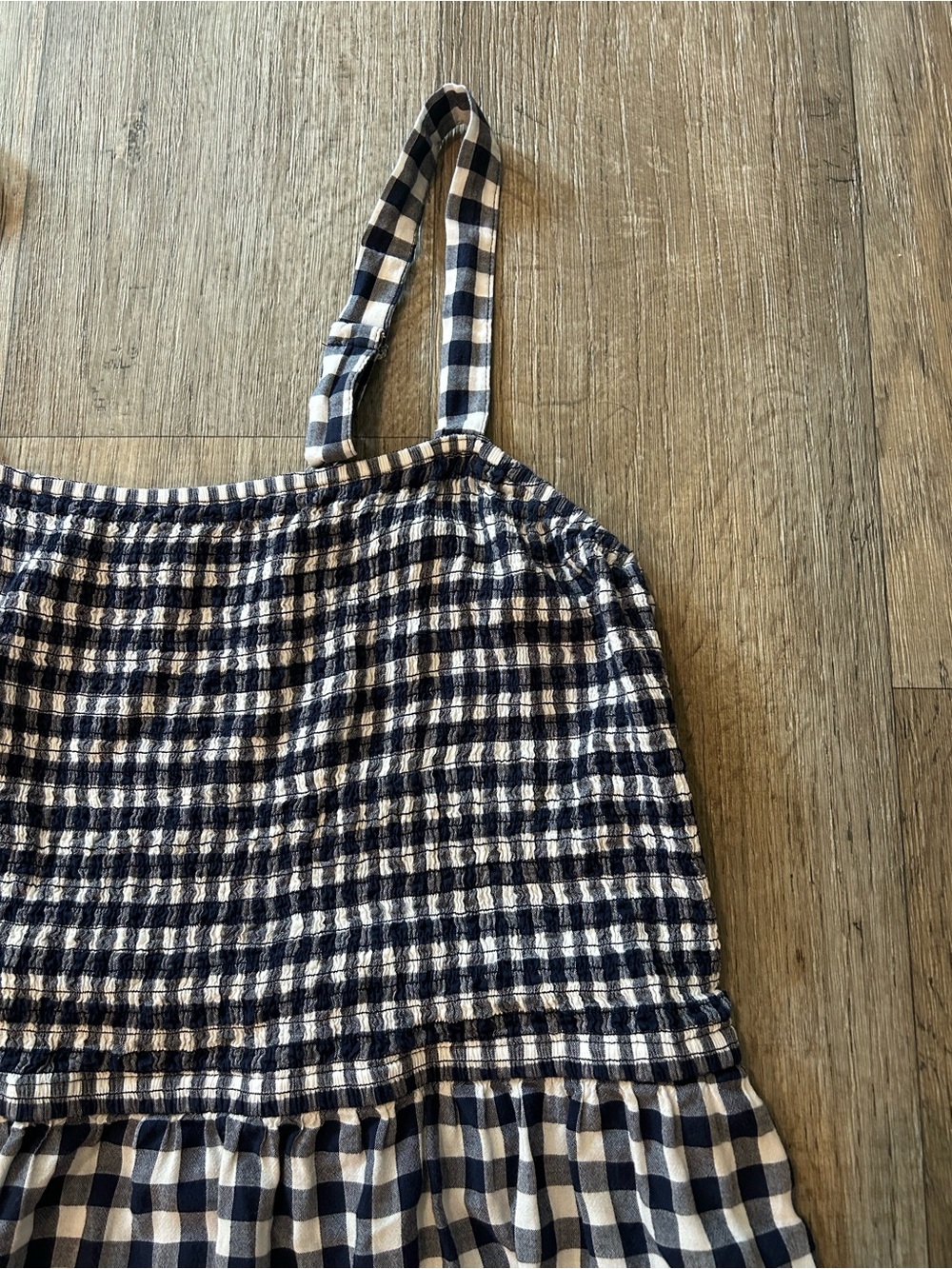 Lane Bryant Navy Blue + White Gingham Midi Dress with Ruffle Hem. Size: L/XL - Picture 4 of 11
